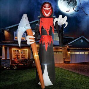 12 ft Tall Halloween Inflatable Outdoor Decoration, Blow Up Yard Grim Reaper